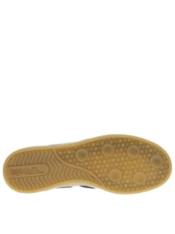 Tennis en cuir bleues marine en daim avec le nom de la marque et à lacets plats