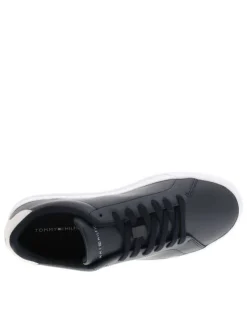 Tennis en cuir bleu marine à lacets avec semelle à talon plat