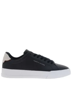 Tennis en cuir bleu marine à lacets avec semelle à talon plat