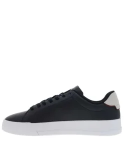 Tennis en cuir bleu marine à lacets avec semelle à talon plat