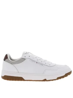 Tennis en cuir gris à talon plat et à lacets plats avec trous d'aération