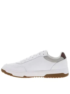 Tennis en cuir gris à talon plat et à lacets plats avec trous d'aération