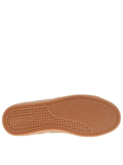 Tennis en cuir kakis en daim à empiècements blancs et à lacets plats