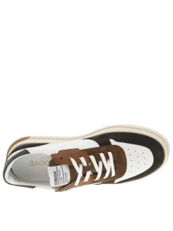 Tennis en cuir multicolores avec une semelle plate et des lacets plats