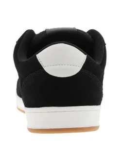 Tennis en cuir noires avec semelle à talon plat et lacets contrastés