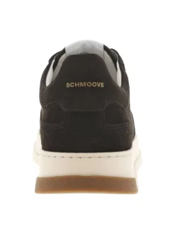 Tennis en cuir nubuck chocolat à talon plat avec des lacets blancs