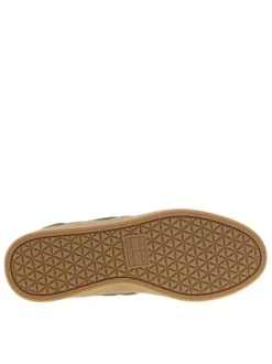 Tennis en cuir taupe avec semelle à talon plat et lacets arrondis