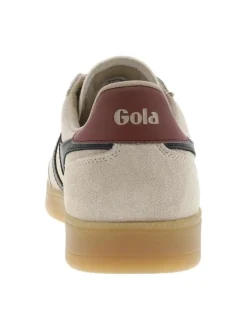 Tennis en cuir taupe en daim avec des empiècements noirs et à lacets plats