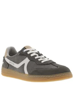Tennis grises anthracite à petits trous avec de lacets plats blancs