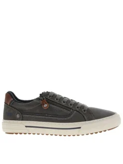 Tennis grises à talon plat avec des lacets et un zip latéral
