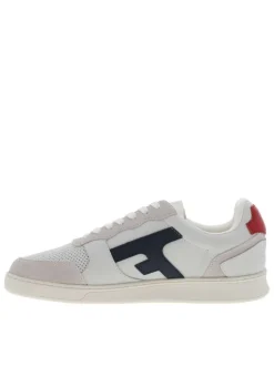 Tennis Hazel en cuir bleu marine à talon plat avec des lacets plats blancs