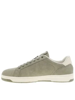 Tennis kaki à semelle plate avec des lacets et un zip latéral