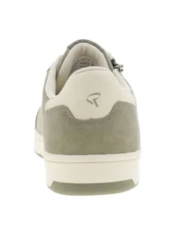 Tennis kaki à semelle plate avec des lacets et un zip latéral