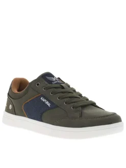 Tennis kakis et bleues marine à semelle plate et à lacets plats