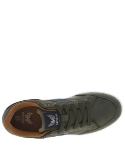 Tennis kakis et bleues marine à semelle plate et à lacets plats