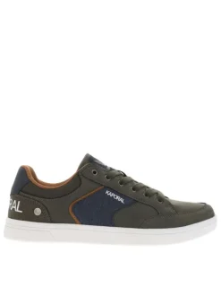 Tennis kakis et bleues marine à semelle plate et à lacets plats