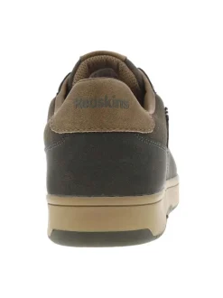 Tennis kaki à talon plat avec des lacets et nom de la marque en relief
