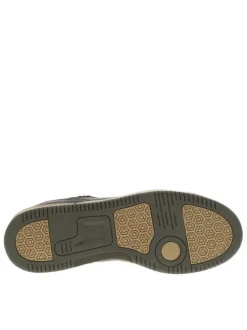 Tennis kaki à talon plat avec des lacets et nom de la marque en relief