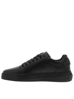 Tennis Malmo en cuir noires avec semelle à talon plat et à lacets