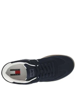 Tennis marine plate, à lacets plat avec surpiqûres ton sur ton