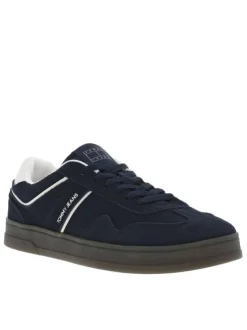 Tennis marine plate, à lacets plat avec surpiqûres ton sur ton