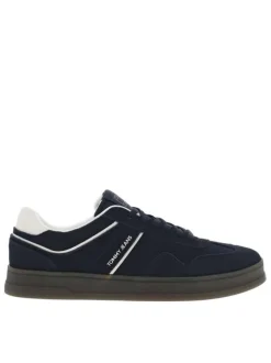 Tennis marine plate, à lacets plat avec surpiqûres ton sur ton