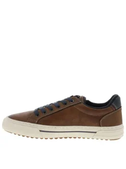 Tennis marron à talon plat avec des lacets et un zip latéral