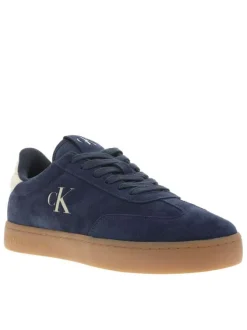 Tennis Rome en cuir nubuck bleu marine avec logos de la marque embossés