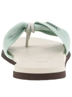 Tongs antidérapantes à entre-doigts liant la sangle beige à lurex du coup-de-pied