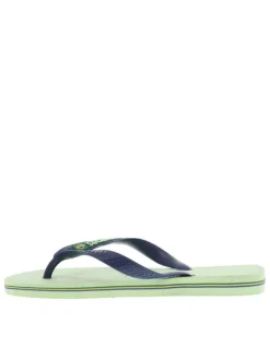 Tongs Brasil Logo vertes et marine avec logo en relief et drapeau brésilien