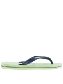 Tongs Brasil Logo vertes et marine avec logo en relief et drapeau brésilien