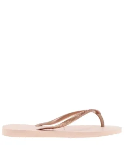 Tongs Slim roses avec nom de la marque en relief sur le cou-de-pied