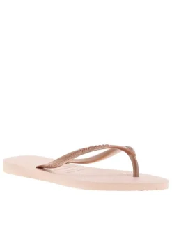 Tongs Slim roses avec nom de la marque en relief sur le cou-de-pied
