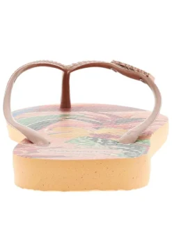Tongs Slim Tropical saumon avec logo métallique et un imprimé floral