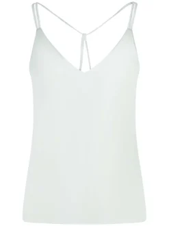 Top à fines bretelles blanc Irisé coupe droite col v