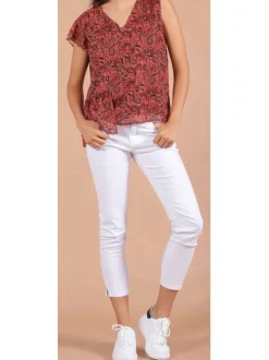 Top à imprimé éthnique pour femme brique coupe évasée PEACE