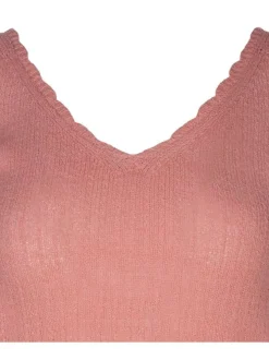 Top à larges bretelles corail en maille avec une coupe droite et un col v