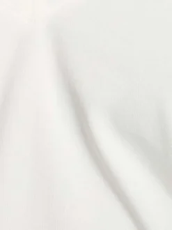 Top manches courtes blanc uni avec une coupe droite et un col v