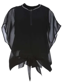 Top manches courtes demi-zip HELLO femme