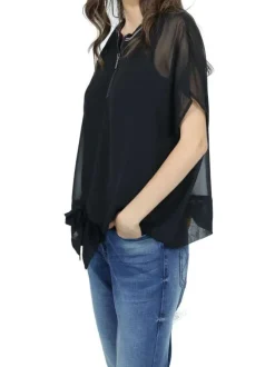 Top manches courtes demi-zip HELLO femme