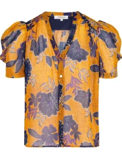 Top multicolore pour femme avec imprimé floral coupe droite