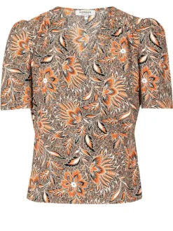 Top multicolore pour femme imprimé floral coupe évaséee