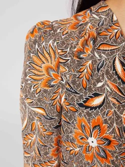 Top multicolore pour femme imprimé floral coupe évaséee