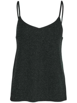 Top noir avec une coupe regular fit un col v et des bretelles