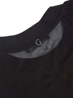 Top noir à sequins, sans manches et à col rond