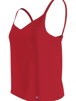 Top rouge pour femme uni coupe droite