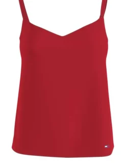 Top rouge pour femme uni coupe droite