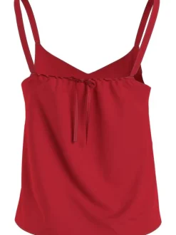 Top rouge pour femme uni coupe droite