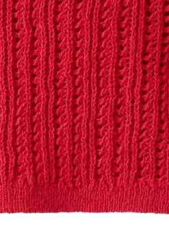 Top rouge uni sans manche pourvu d'un col rond et d'une coupe droite