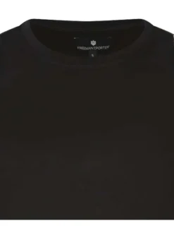 Top Tiphania en coton mélangé noir uni avec coupe ajustée et épaules ajourées